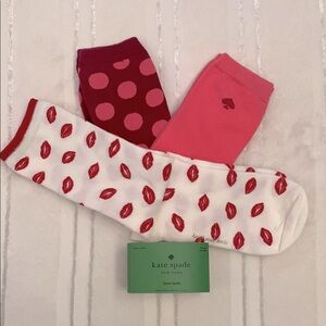 Kate Spade NY Kisses Multi Crew Socks 3 pairs One Size